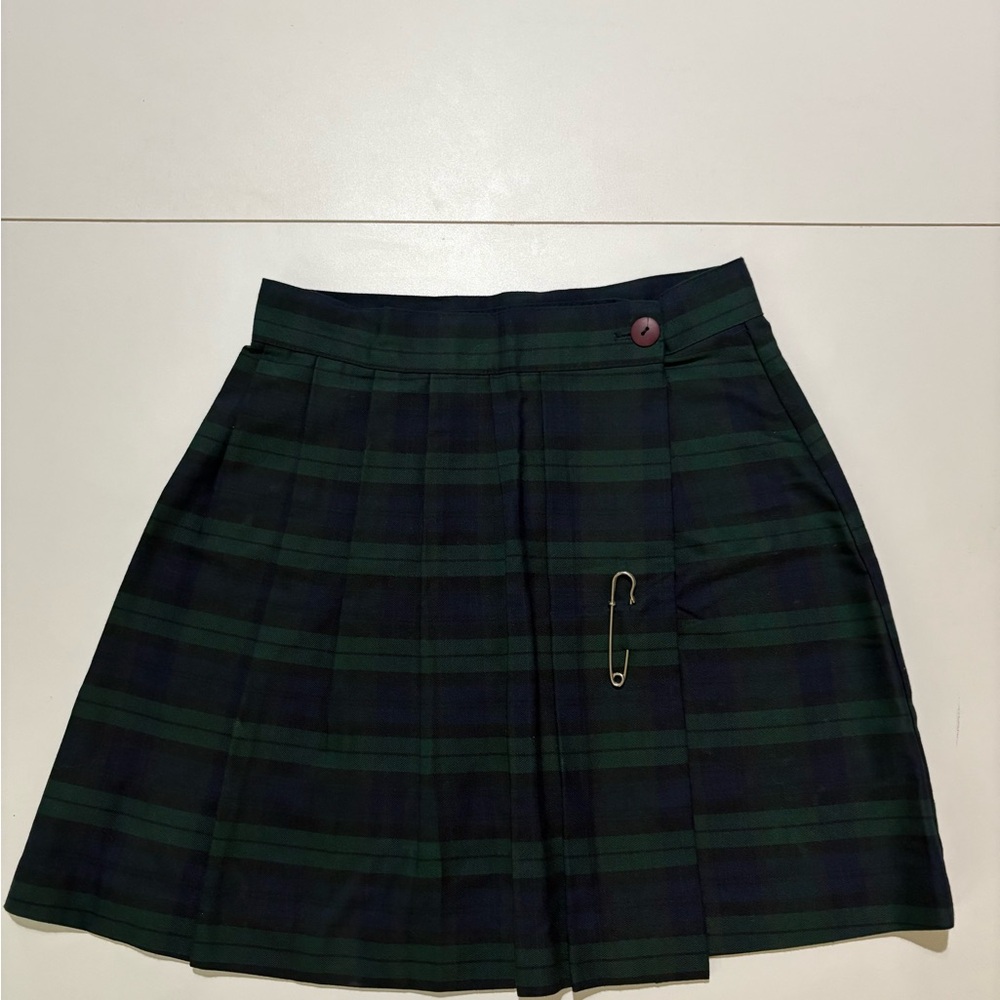 Green and Blue Pleated Mini Skirt for Casual Wear